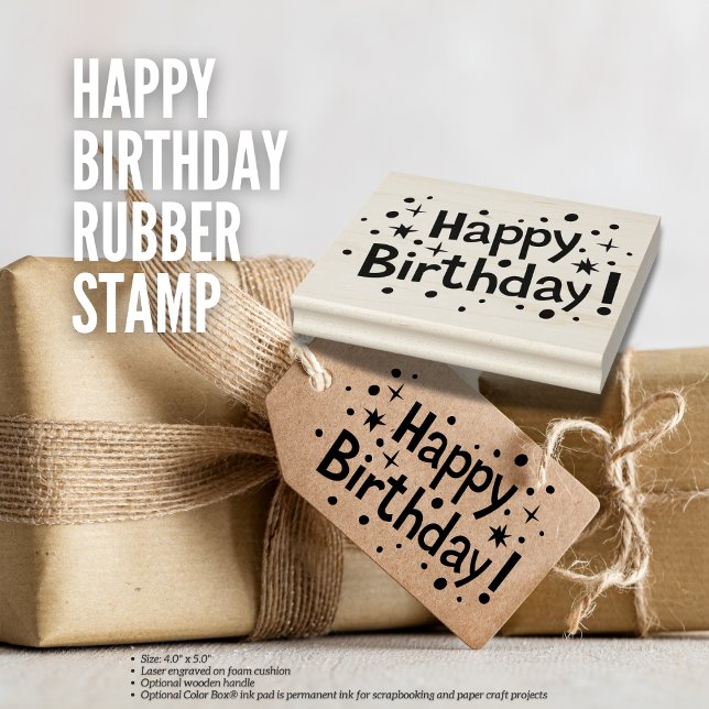 Grattis på födelsedagen Rubber Frimärke Stämpel (Happy Birthday Rubber Stamp Size: 4.0" x 5.0" Birthday Depot)
