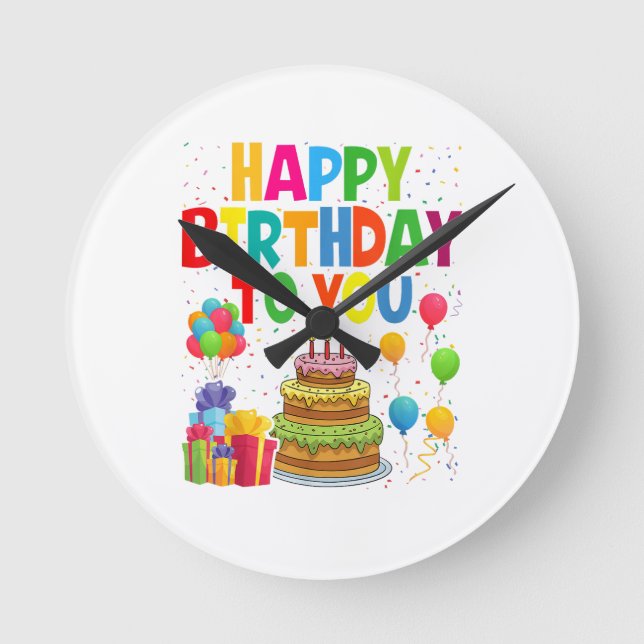 Grattis på födelsedagen rund klocka (Framsida)