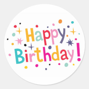 Grattis på födelsedagen! Rundaklistermärke Runt Klistermärke