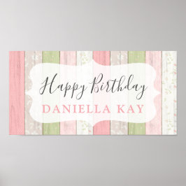 Grattis på födelsedagen Rustic Sage Grönt Rosa Blo Poster