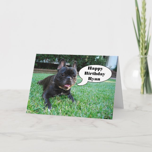 Grattis på födelsedagen Ryan Fransk Bulldog Card Kort (Framsida)
