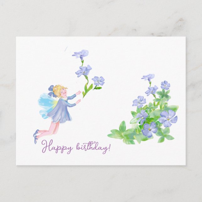 Grattis på födelsedagen!   Saga och blommor Vykort (Framsida)