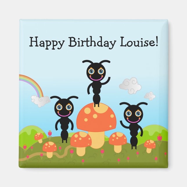 Grattis på födelsedagen säger att myren magnet (Framsidan)