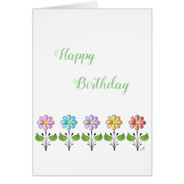 Grattis på födelsedagen säger det med en blommig,  hälsningskort