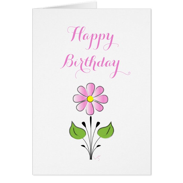Grattis på födelsedagen säger det med en blommig,  hälsningskort (Framsidan)