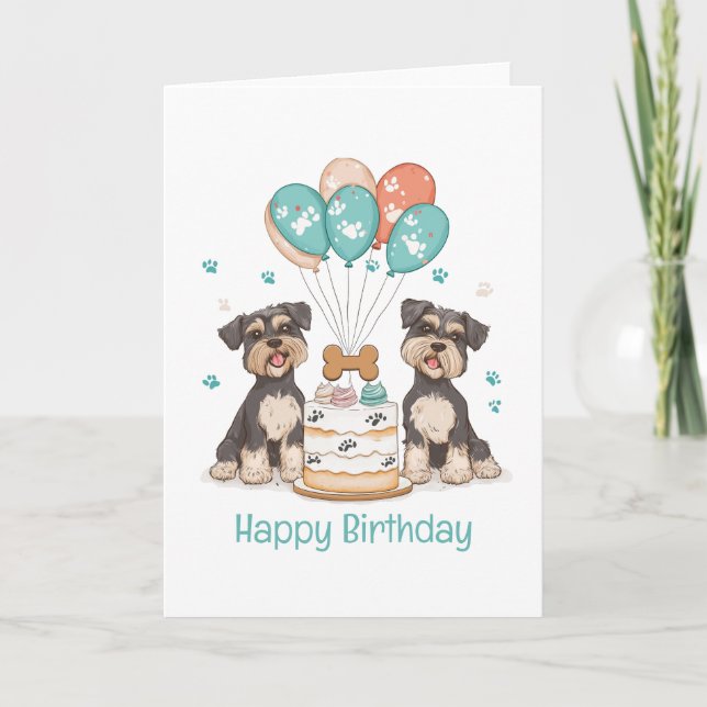 Grattis på födelsedagen Schnauzer Hundar Kort (Framsida)