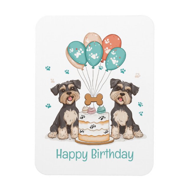 Grattis på födelsedagen Schnauzer Hundar Magnet (Vertikal)