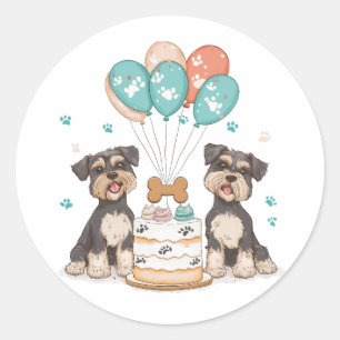 Grattis på födelsedagen Schnauzer Hundar Runt Klistermärke