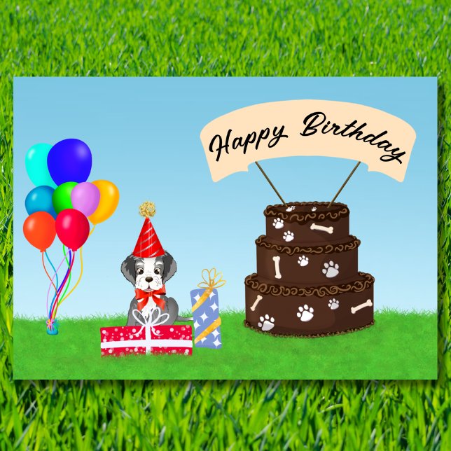 Grattis på födelsedagen Schnauzer med födelsedagst Kort (Skapare uppladdad)