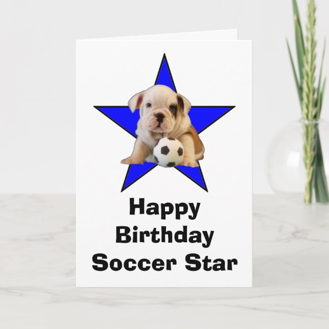 Grattis på födelsedagen Scoer Star Bulldog Puppy Kort (Framsida)