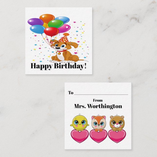 Grattis på födelsedagen! - Se Tillbaka! Fyrkantigt Visitkort (Fram/baksida)