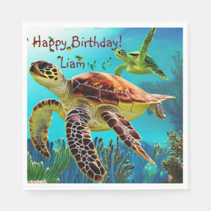 Grattis på födelsedagen Sea Turtle Pappersservett