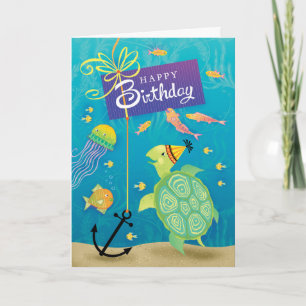 Grattis på födelsedagen Sea Turtle Present Anchor Kort