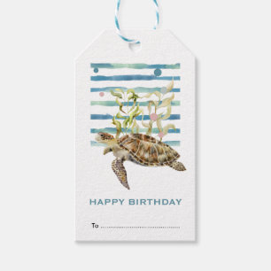 Grattis på födelsedagen, Sea Turtle Seashore Gift Presentetikett