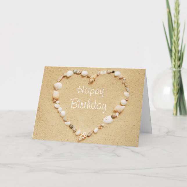 Grattis på födelsedagen Seashell Heart Card Kort (Framsida)