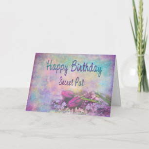 GRATTIS PÅ FÖDELSEDAGEN SECRET PAL - Soft Blommigt Kort