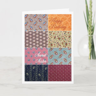 Grattis på födelsedagen Secret Sister Crazy Quilt Kort