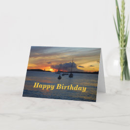 Grattis på födelsedagen Segelbåtar vid solnedgång Kort