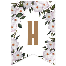 grattis på födelsedagen Shabby chic Vit ros Vimplar