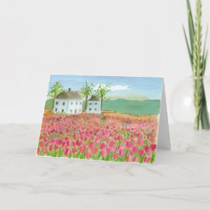 Grattis på födelsedagen Shaker House Rosa Tulip Fä Kort