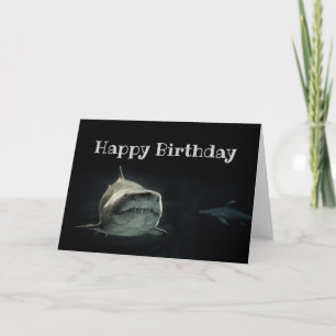 Grattis på födelsedagen Shark Creeping Up Funny Bi Kort