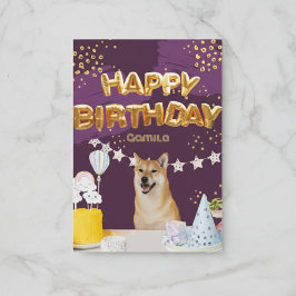 Grattis på födelsedagen Shiba Inu-ballongkort Kort