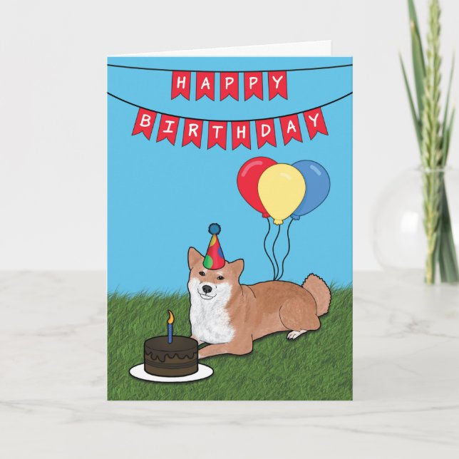 Grattis på födelsedagen Shiba Inu Hund Card Kort (Framsida)