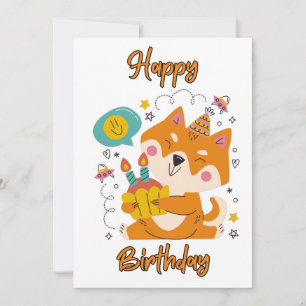 Grattis på födelsedagen Shiba Inu-inbjudan Inbjudningar