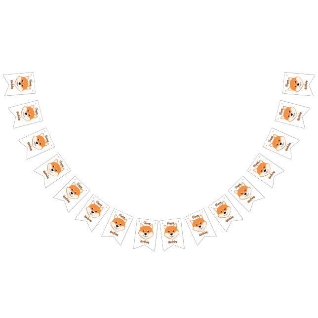 Grattis på födelsedagen Shiba Inu Original Bunting Vimplar (Alla)