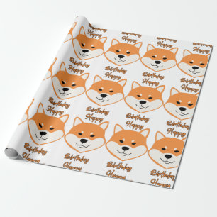 Grattis på födelsedagen Shiba Inu Original Wrappin Presentpapper