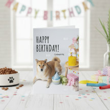 Grattis på födelsedagen Shiba Inu Party kort