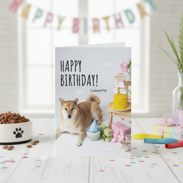 Grattis på födelsedagen Shiba Inu Party kort (Happy Birthday Shiba Inu Party Card)