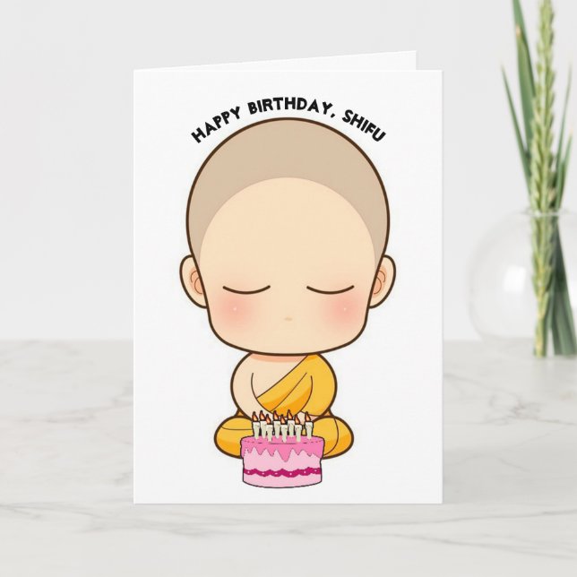 Grattis på födelsedagen Shifu Cute Birthday Card Helgkort (Framsida)