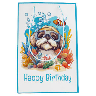 Grattis på födelsedagen Shih Tzu-hund som snorklar