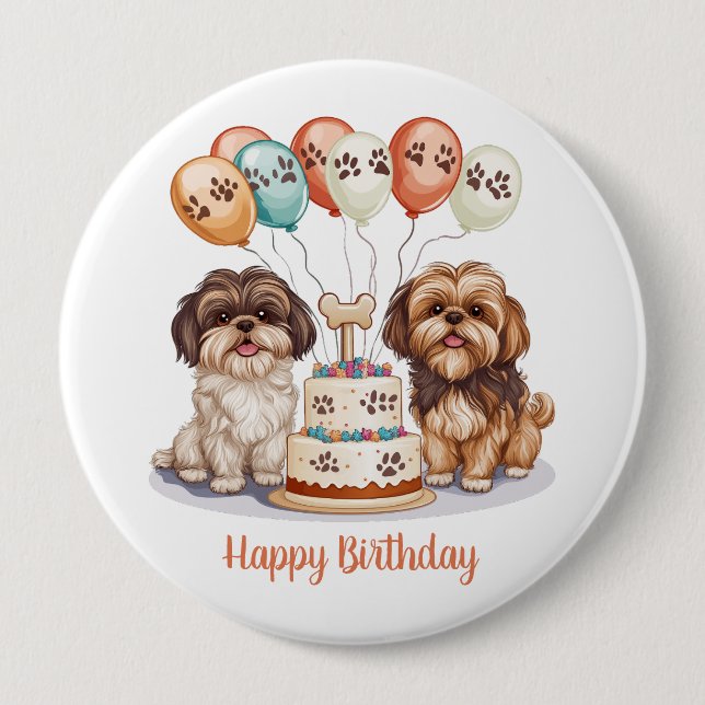 Grattis på födelsedagen Shih Tzu Hundar Birthday C Knapp (Framsida)