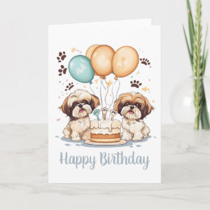 Grattis på födelsedagen Shih Tzu Hundar Birthday C Kort