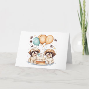 Grattis på födelsedagen Shih Tzu Hundar Birthday C Kort