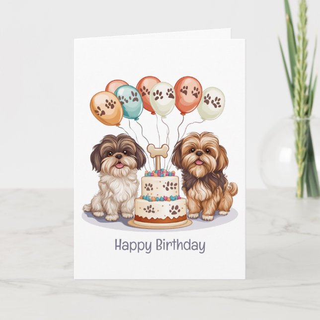 Grattis på födelsedagen Shih Tzu Hundar Birthday C Kort (Framsida)