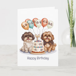 Grattis på födelsedagen Shih Tzu Hundar Birthday C Kort