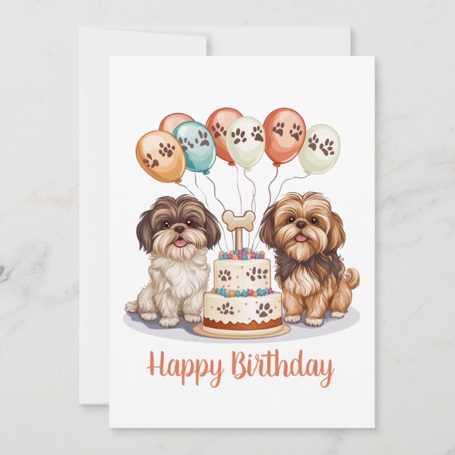 Grattis på födelsedagen Shih Tzu Hundar Birthday C Kort (Framsida)