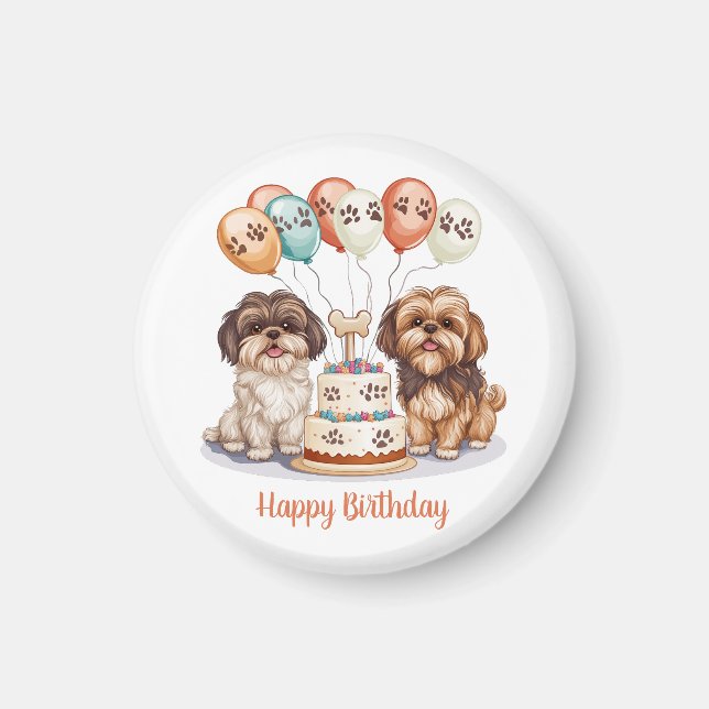 Grattis på födelsedagen Shih Tzu Hundar Birthday C Magnet (Framsidan)