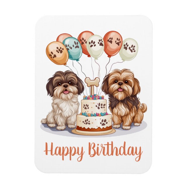 Grattis på födelsedagen Shih Tzu Hundar Birthday C Magnet (Vertikal)