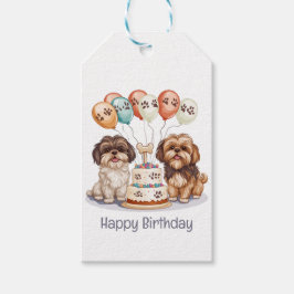 Grattis på födelsedagen Shih Tzu Hundar Birthday C Presentetikett