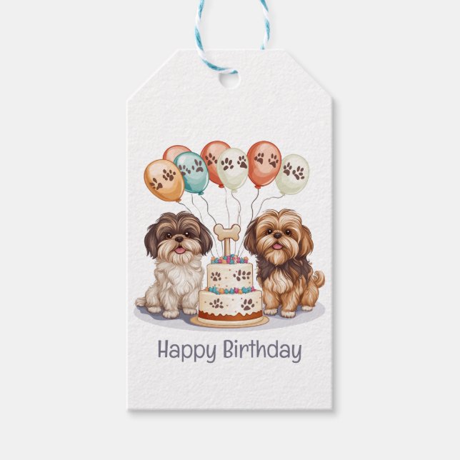 Grattis på födelsedagen Shih Tzu Hundar Birthday C Presentetikett (Framsidan)