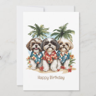 Grattis på födelsedagen Shih Tzu Hundar Hawaiian S Kort