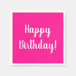 Grattis på födelsedagen Shock rosa White Födelseda Pappersservett