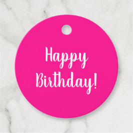 Grattis på födelsedagen Shock rosa White Typograph Gåvor Etiketter
