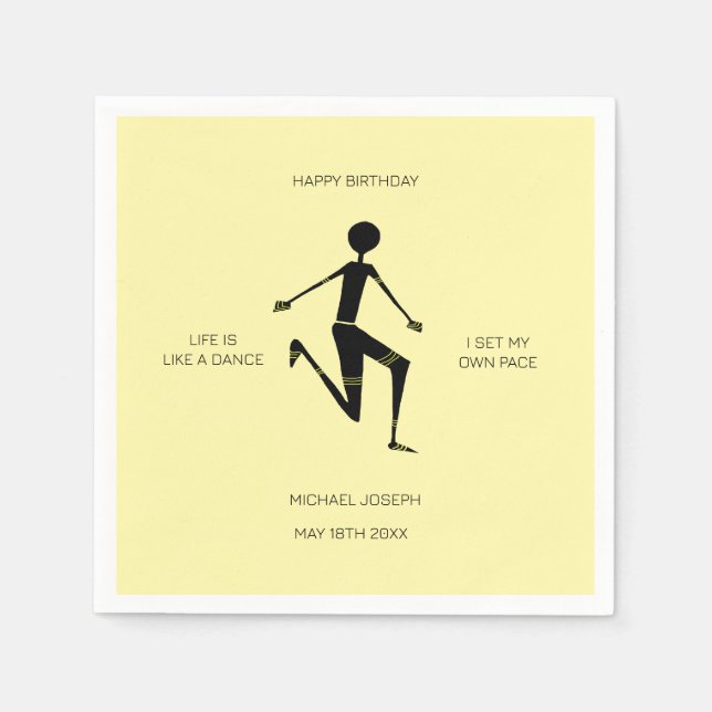 Grattis på födelsedagen Silhouette Kenyan Idrottsm Pappersservett (Framsidan)