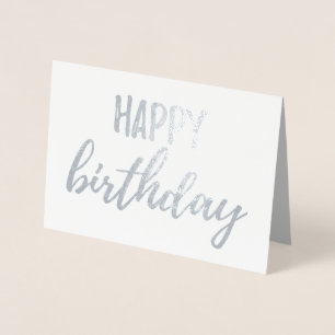 Grattis på födelsedagen Silver Foil Brush (Brushst Folierat Kort