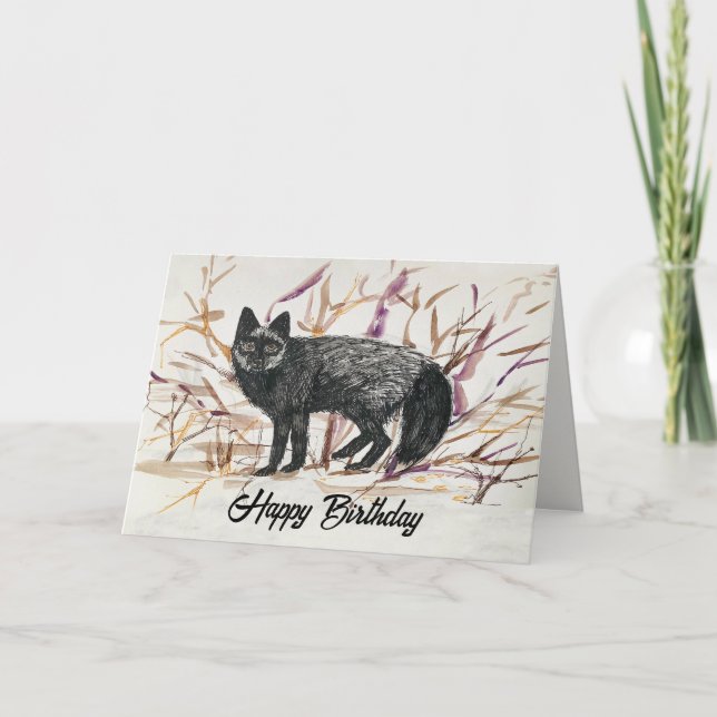 Grattis på födelsedagen Silver Fox Wildlife Kort (Framsida)